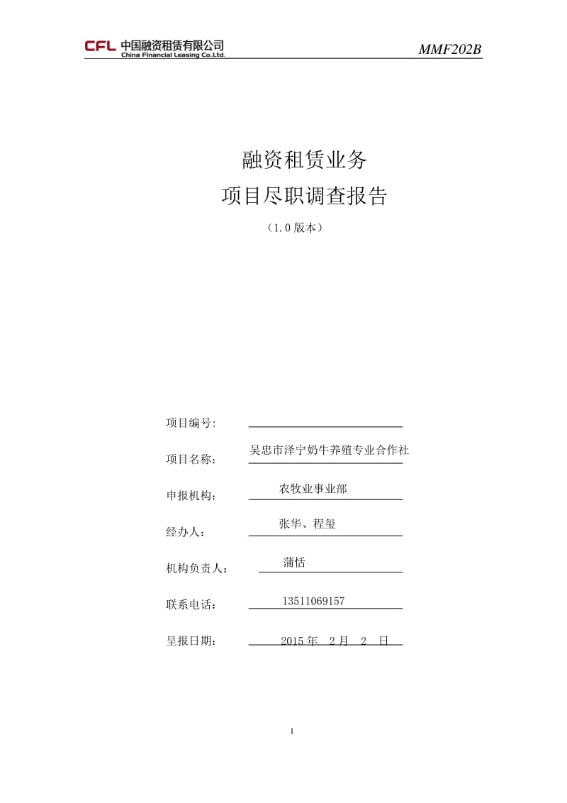 2015小企业授信尽职调查报告.doc